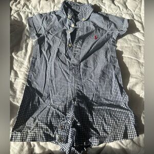 Ralph Lauren Blue and White Checkered Kids Bodysuit